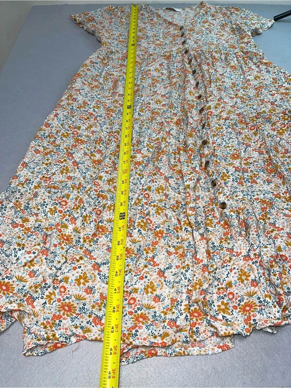 Sonoma Goods For Life Women’s Floral Midi Dress V-Neck Button Front Pockets L